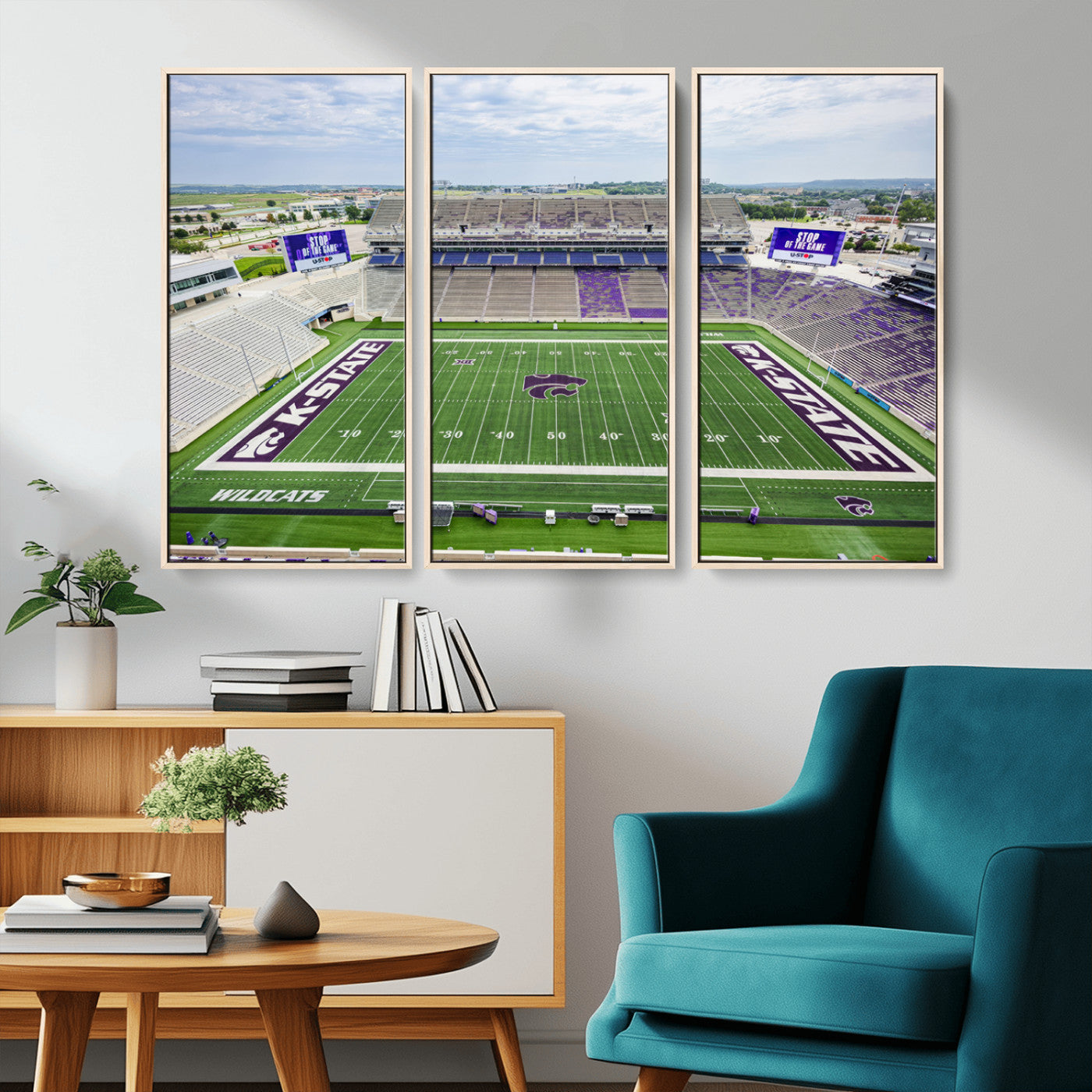 MGV-FC-48X32-3P - KState Wildcats Football Team Print - Manhattan Bill Snyder Family Football Stadium Wall Art Canvas