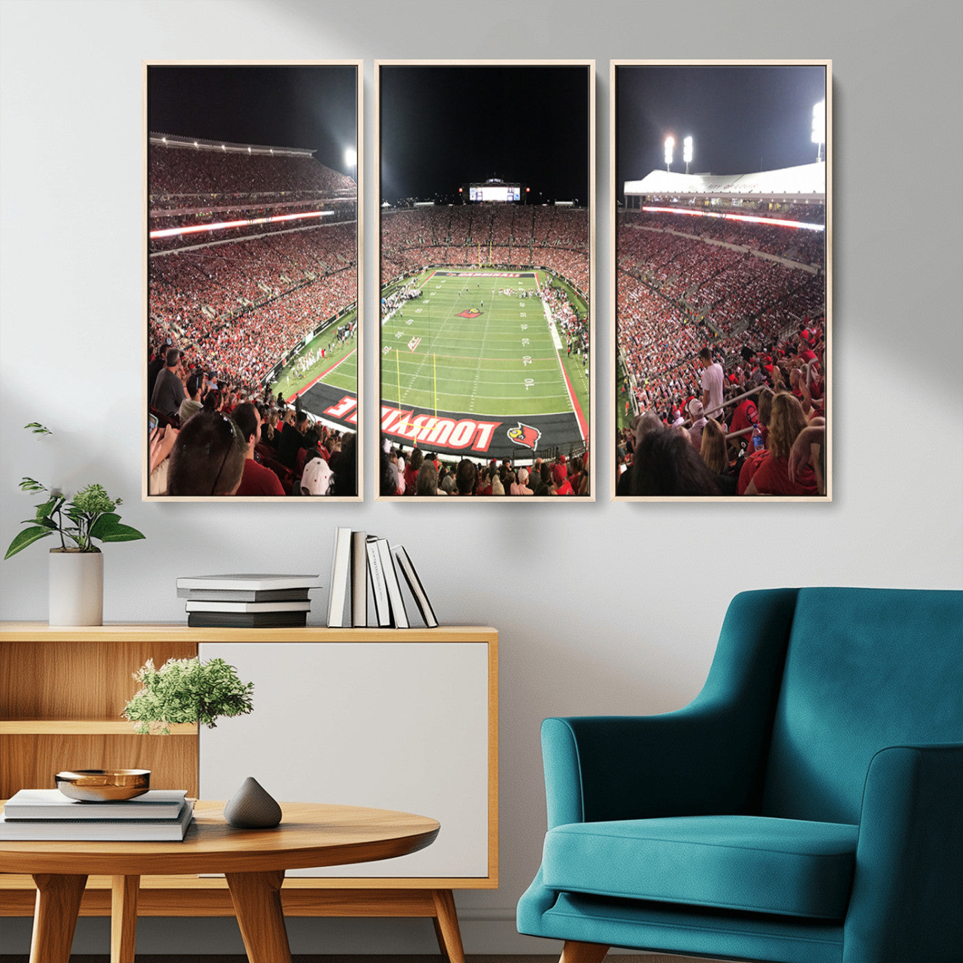 MGV-FC-48X32-3P - University of Louisville Cardinals Football Team Print - Louisville Cardinal Stadium Wall Art Canvas