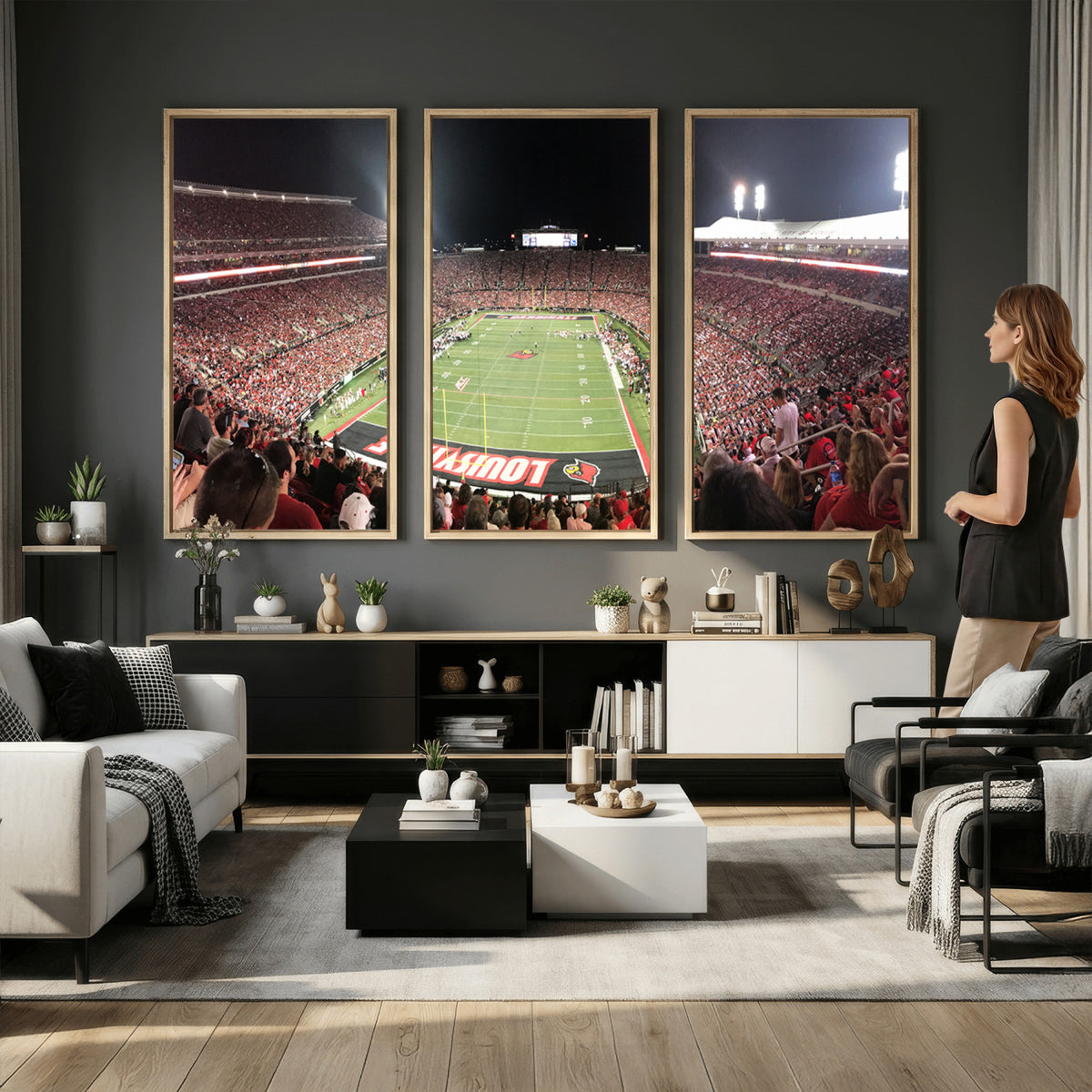 52267-MGV-CV-36X24 - University of Louisville Cardinals Football Team Print - Louisville Cardinal Stadium Wall Art Canvas