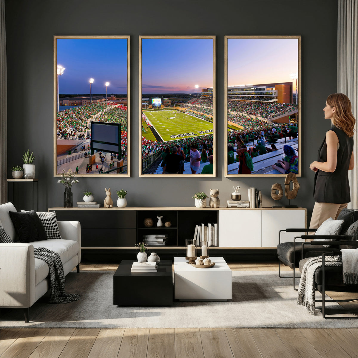 25916-MGV-CV-36X24 - University of North Texas Mean Green Football Team Print - Denton DATCU Stadium Canvas Print Wall