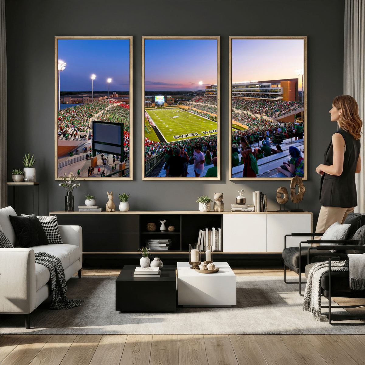 81582-MGV-CV-36X24 - University of North Texas Mean Green Football Team Print - Denton DATCU Stadium Wall Art Canvas