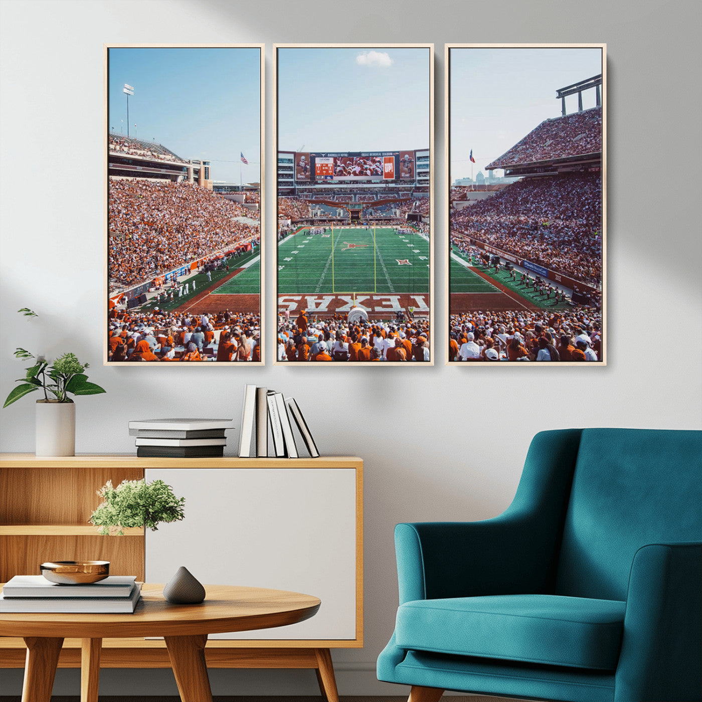 MGV-FC-48X32-3P - Framed Texas Memorial Stadium Canvas, University of Texas Longhorns Football Team Print - Austin