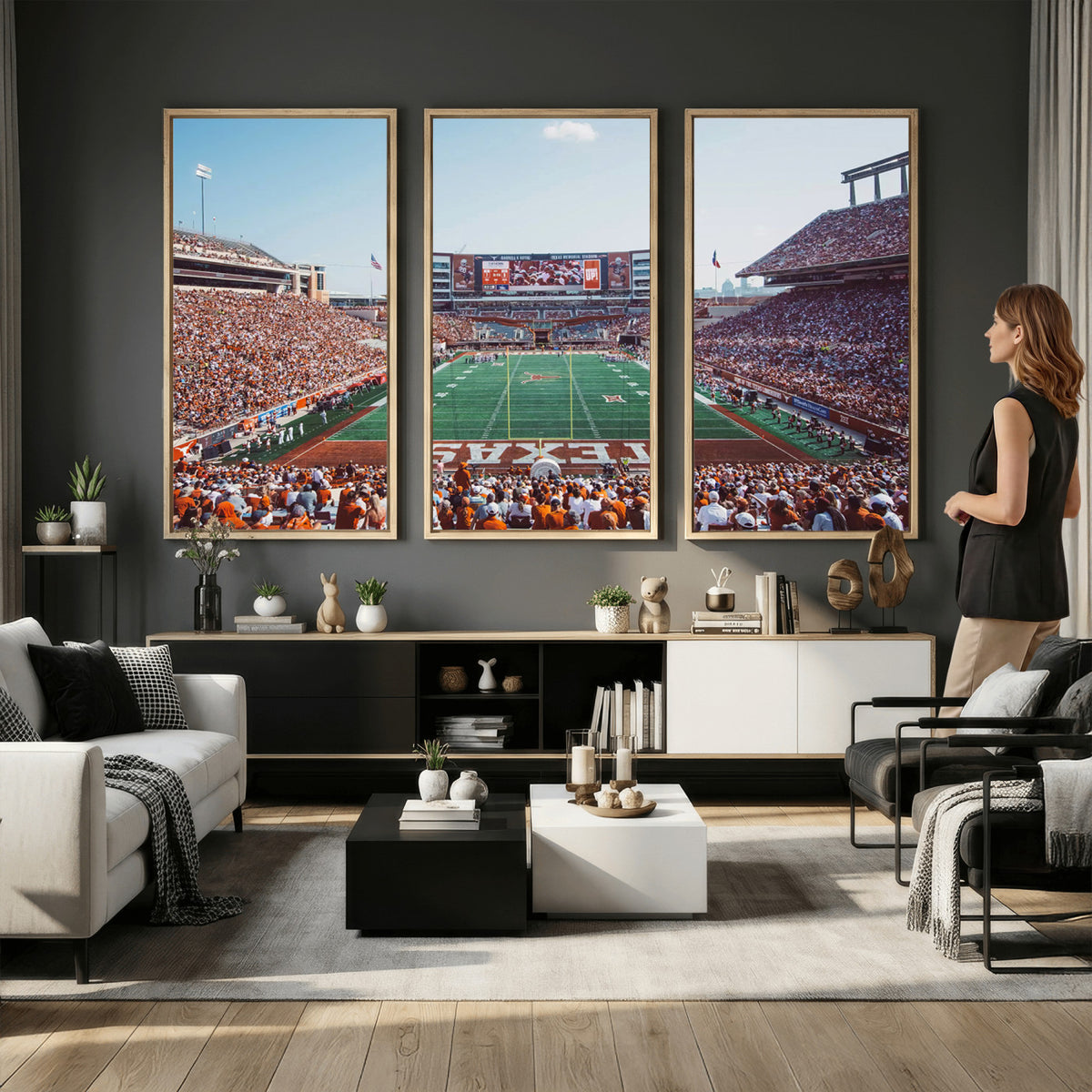 14826-MGV-CV-36X24 - Framed Texas Memorial Stadium Canvas, University of Texas Longhorns Football Team Print - Austin