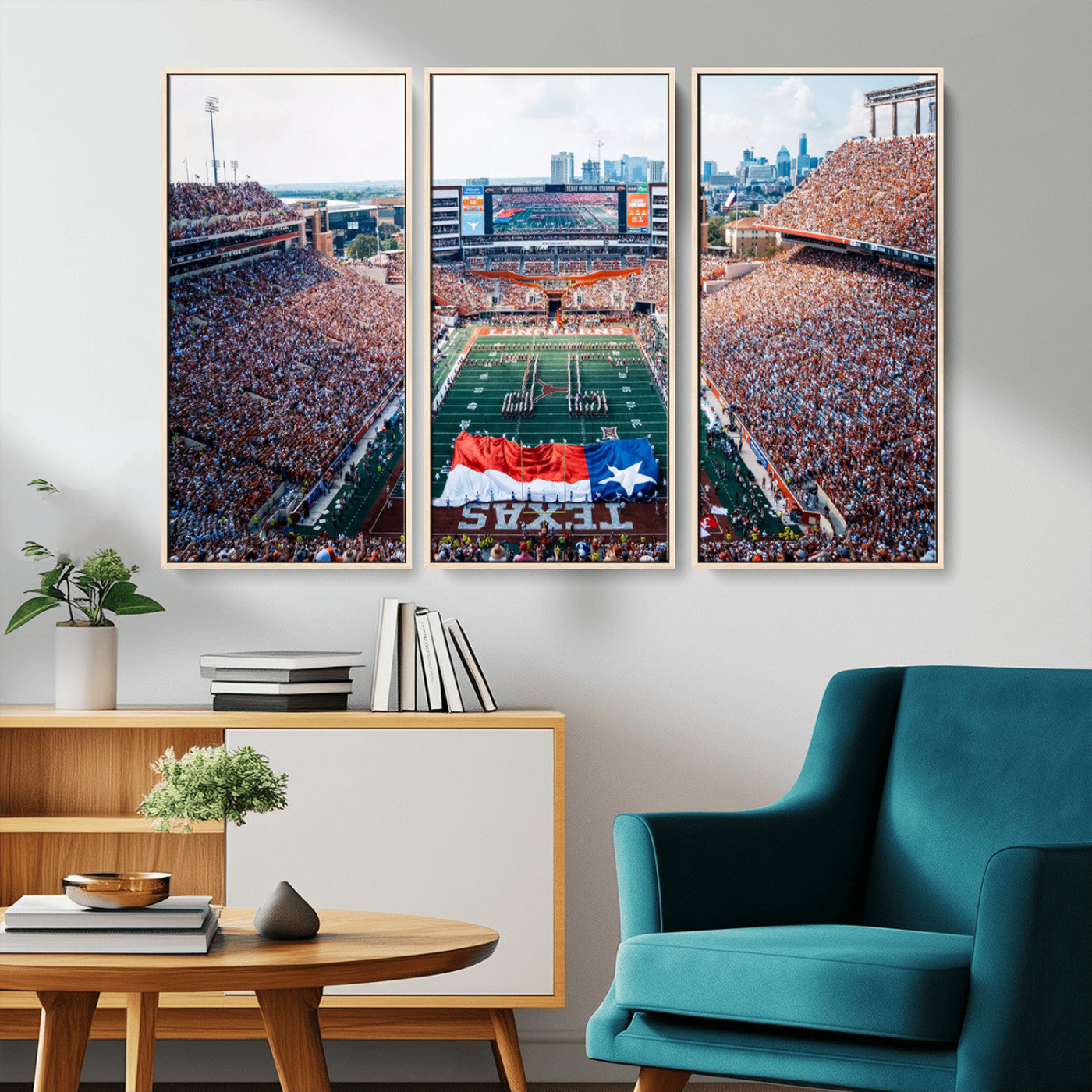 MGV-FC-48X32-3P - University of Texas Longhorns Football Team Canvas Print - Austin Darrell K Royal-Texas Memorial