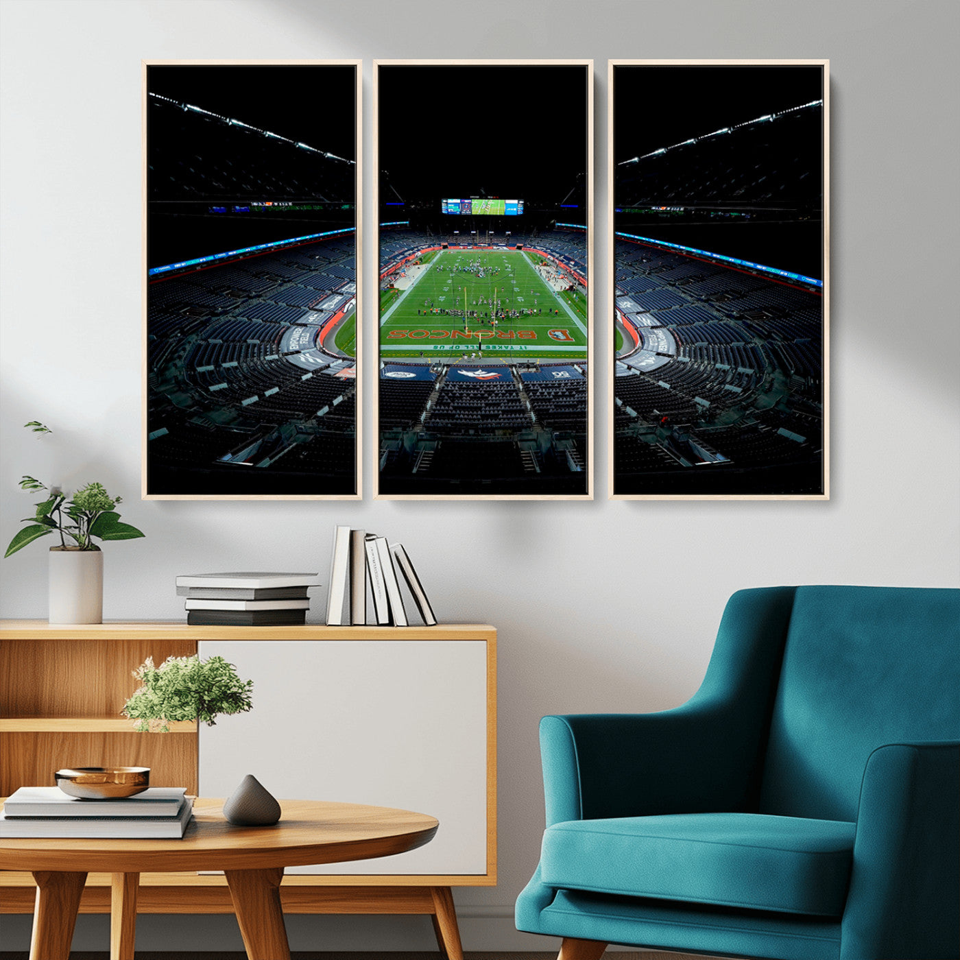 MGV-FC-48X32-3P - Denver Broncos Football Team Print Canvas- Denver Empower Field at Mile High Stadium Wall Art Canvas