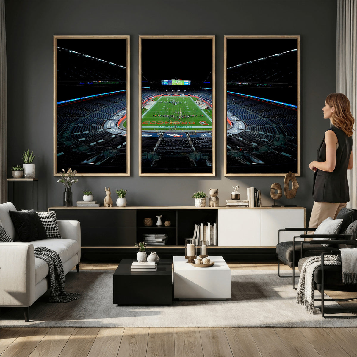 14797-MGV-CV-36X24 - Denver Broncos Football Team Print Canvas- Denver Empower Field at Mile High Stadium Wall Art Canvas