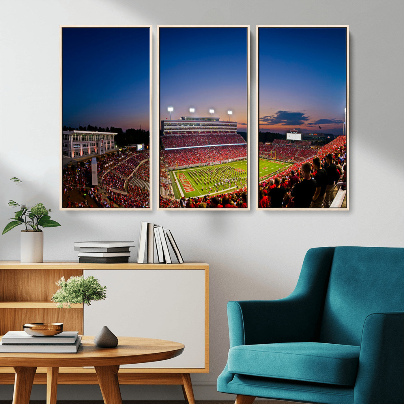 MGV-FC-48X32-3P - Wolfpack Football Team Wall Art Print - Raleigh Carter-Finley Stadium Wall Art Canvas Print