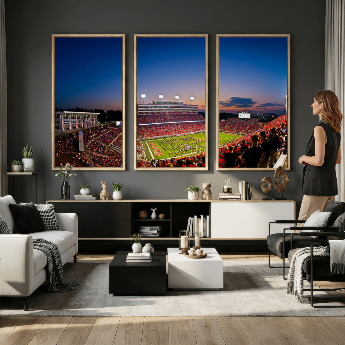 76202-MGV-CV-36X24 - Wolfpack Football Team Wall Art Print - Raleigh Carter-Finley Stadium Wall Art Canvas Print