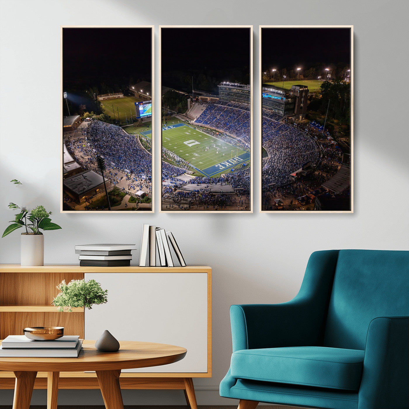 MGV-FC-48X32-3P - Duke University Blue Devils Football Print Canvas - Durham Wallace Wade Stadium Wall Art Canvas