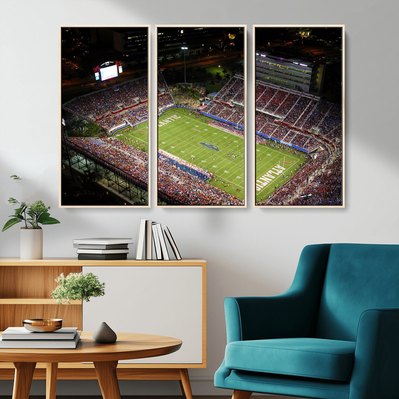 MGV-FC-48X32-3P - Florida Atlantic University Owls Canvas Print, Football Team Print - Boca Raton FAU Stadium Wall Art