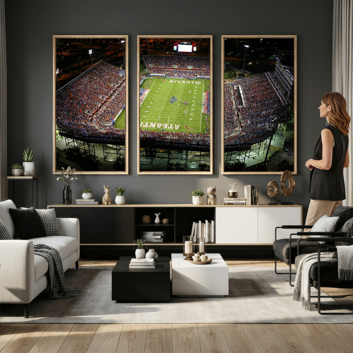 72354-MGV-CV-36X24 - Florida Atlantic University Owls Football Team Print - Boca Raton FAU Stadium Wall Art Canvas Print