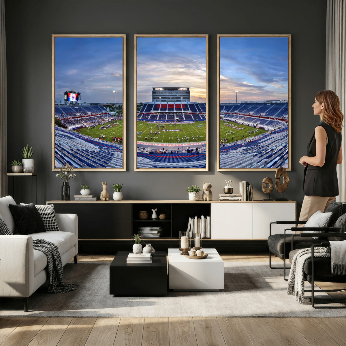 69559-MGV-CV-36X24 - Florida Atlantic University Owls Football Team Print - Boca Raton FAU Stadium Wall Art Canvas Print