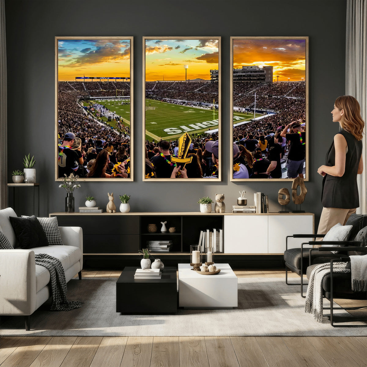 66803-MGV-CV-36X24 - UCF Knights Football Team Print - Orlando FBC Mortgage Stadium, UCF Knights Wall Art Canvas Print