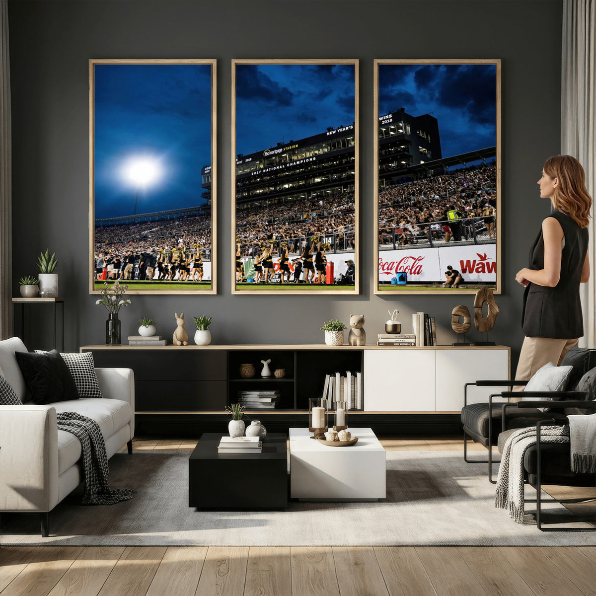 40217-MGV-CV-36X24 - UCF Knights Football Team Print - Orlando FBC Mortgage Stadium Wall Art Canvas Print