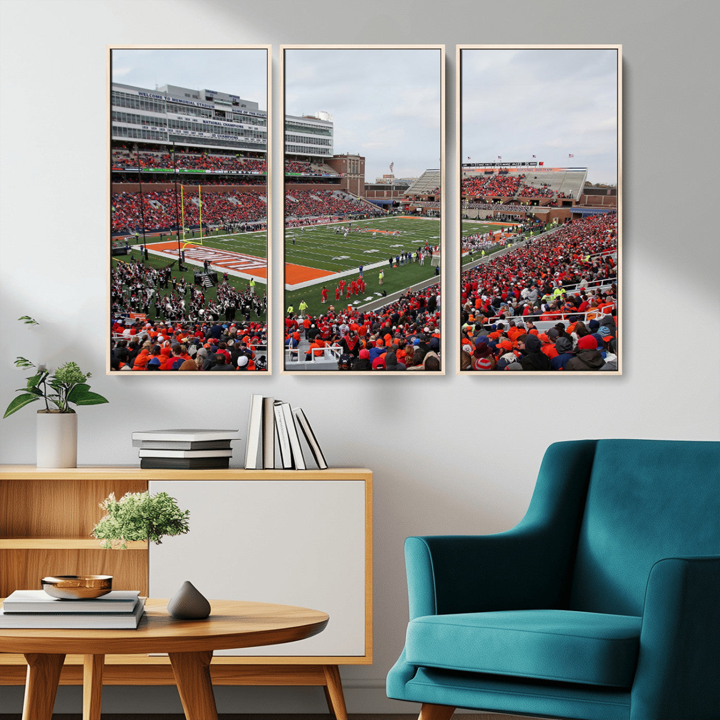 MGV-FC-48X32-3P - University of Illinois Fighting Illini Football Team Print - Champaign Illinois Memorial Stadium