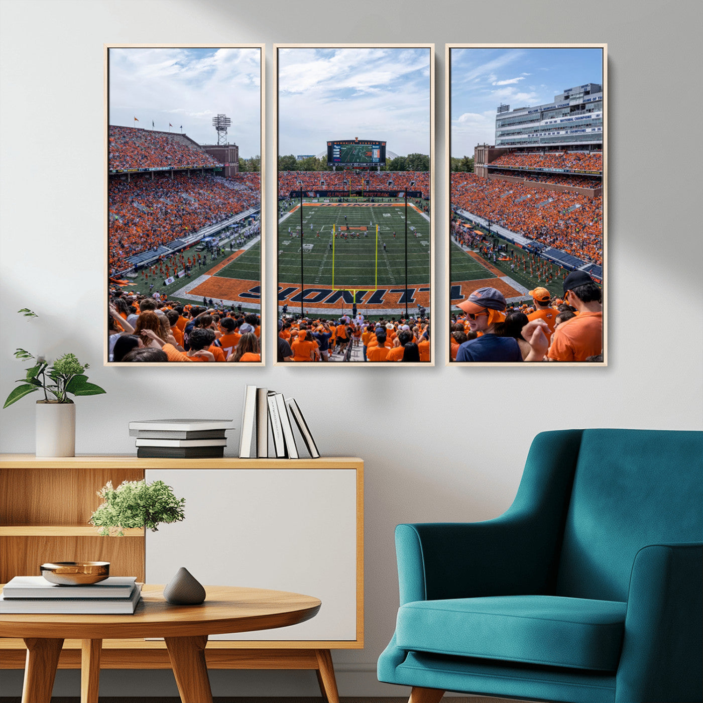 MGV-FC-48X32-3P - University of Illinois Fighting Illini Football Team Print Canvas - Champaign Illinois Memorial