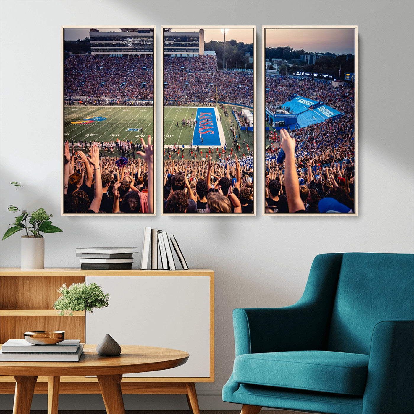 MGV-FC-48X32-3P - University of Kansas Jayhawks Football Team Art Print - Lawrence Kansas Memorial Stadium Wall Art
