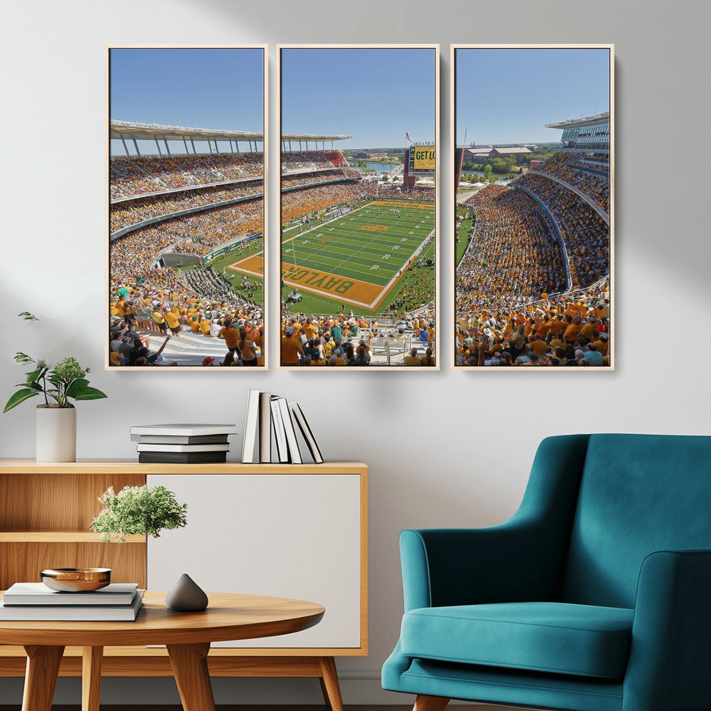 MGV-FC-48X32-3P - Baylor University Bears Football Team Print - Waco McLane Stadium Wall Art Canvas Print
