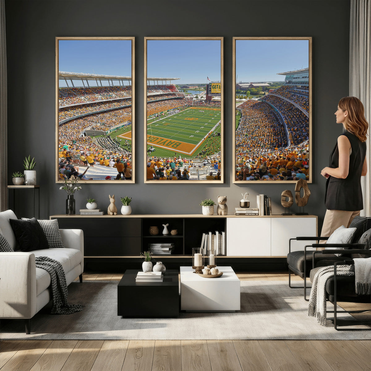 49912-MGV-CV-36X24 - Baylor University Bears Football Team Print - Waco McLane Stadium Wall Art Canvas Print