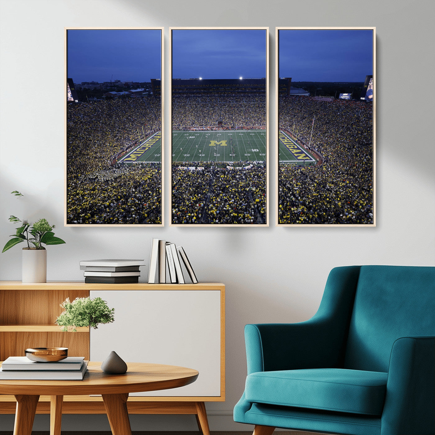 MGV-FC-48X32-3P - University of Michigan Wolverines Football Team Print - Ann Arbor Michigan Stadium Wall Art Canvas