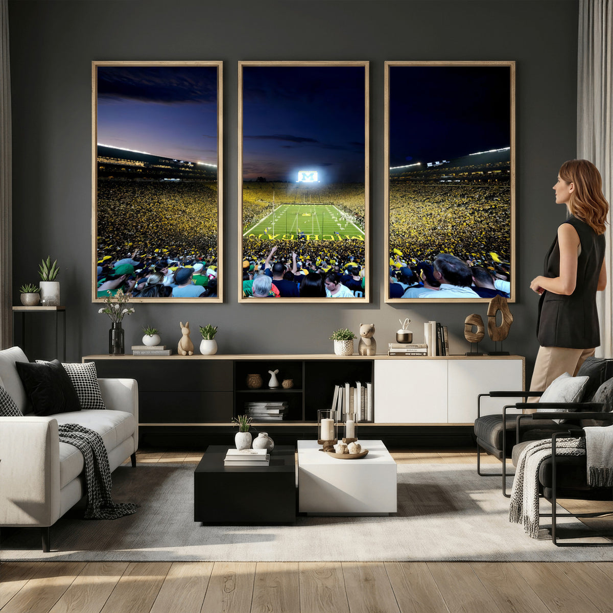 22115-MGV-CV-36X24 - University of Michigan Wolverines Football Team Print - Ann Arbor Michigan Stadium Canvas Print