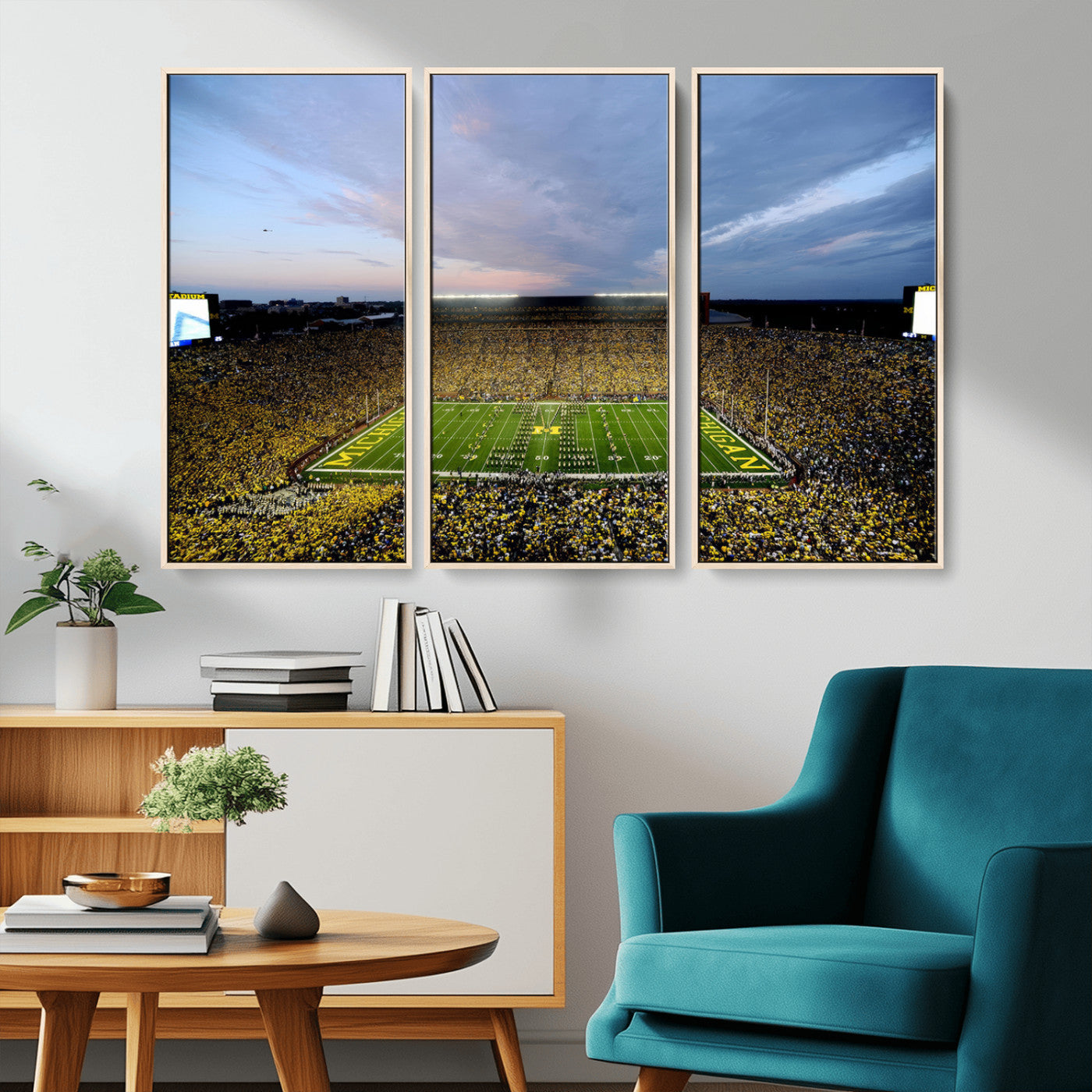 MGV-FC-48X32-3P - University of Michigan Wolverines Football Team Print - Ann Arbor Michigan Stadium Wall Art Canvas