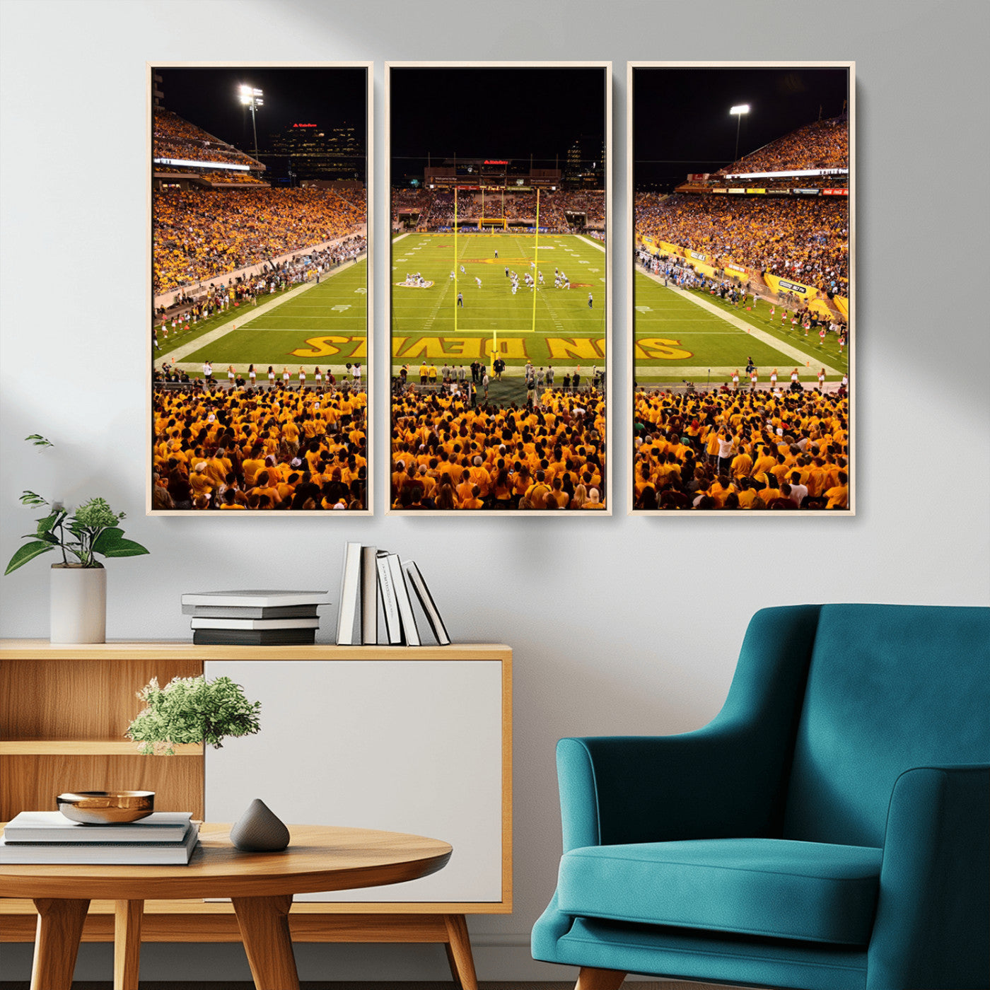 MGV-FC-48X32-3P - ASU Sun Devils Football Team Print - Phoenix Mountain America Stadium Wall Art Canvas Print