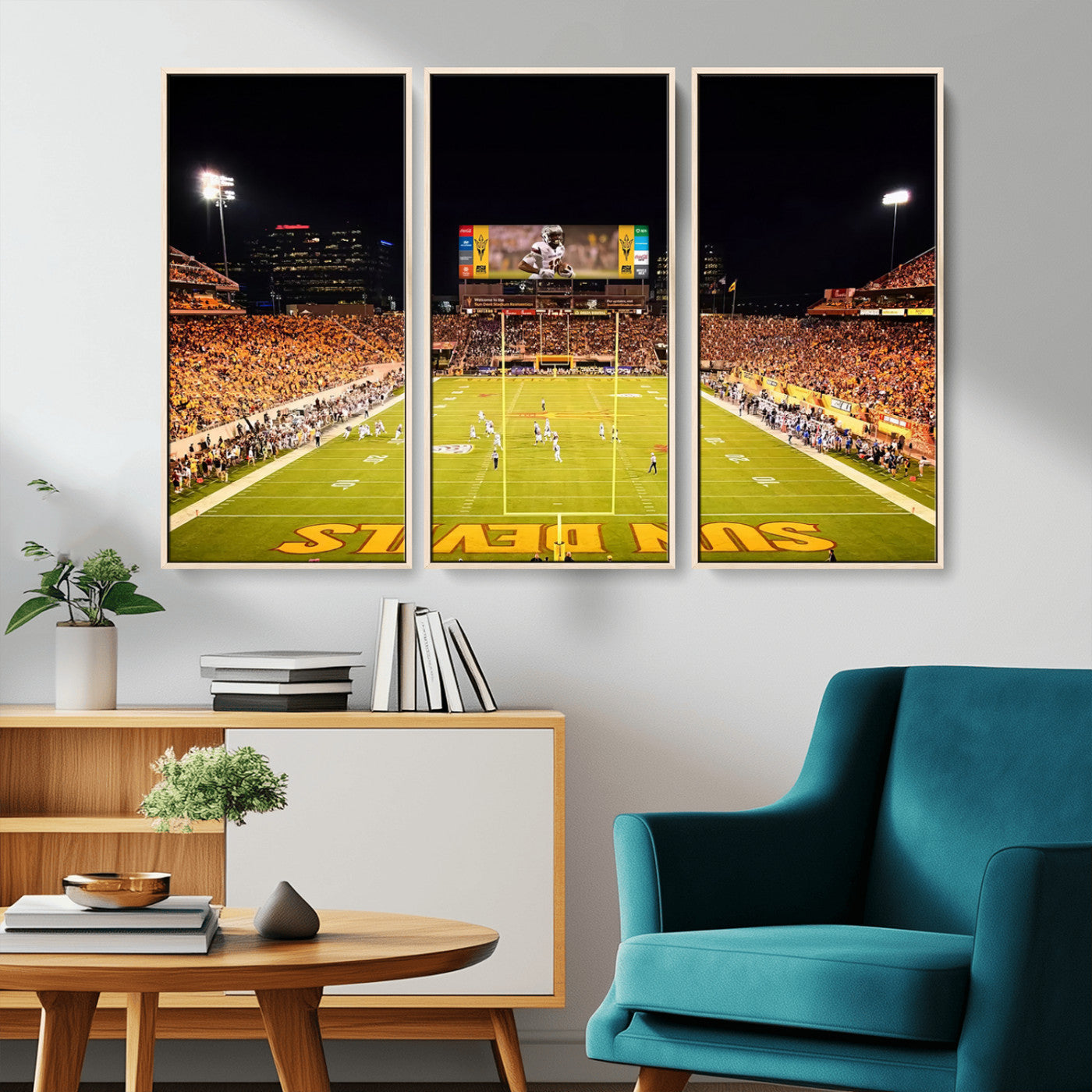MGV-FC-48X32-3P - ASU Sun Devils Football Team Print - Phoenix Mountain America Stadium Canvas Print