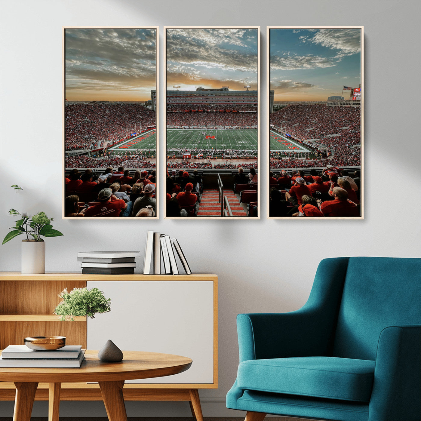 MGV-FC-48X32-3P - University of Nebraska Cornhuskers Football Team Print - Lincoln Memorial Stadium Art Canvas Print