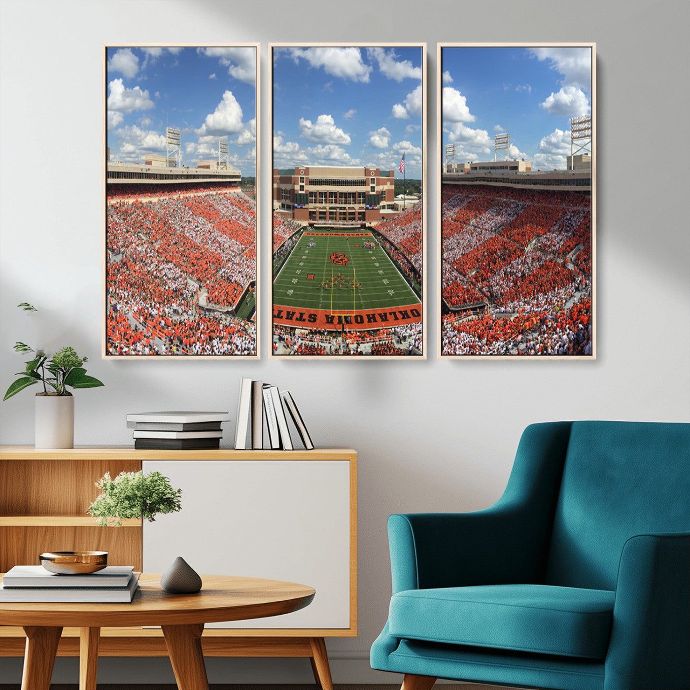 MGV-FC-48X32-3P - Oklahoma State Cowboys Football Team Print - Stillwater Boone Pickens Stadium Wall Art Canvas Print