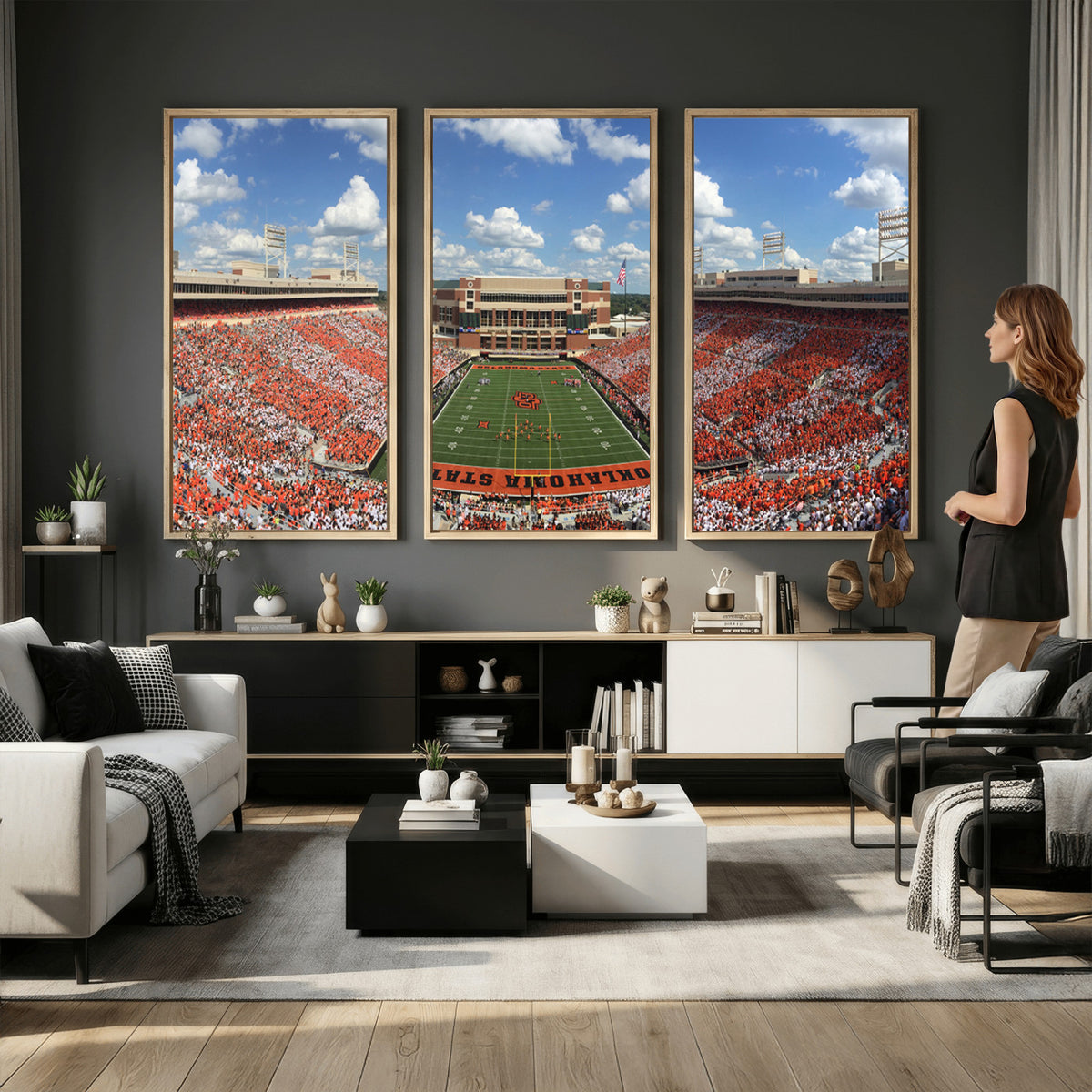 65192-MGV-CV-36X24 - Oklahoma State Cowboys Football Team Print - Stillwater Boone Pickens Stadium Wall Art Canvas Print