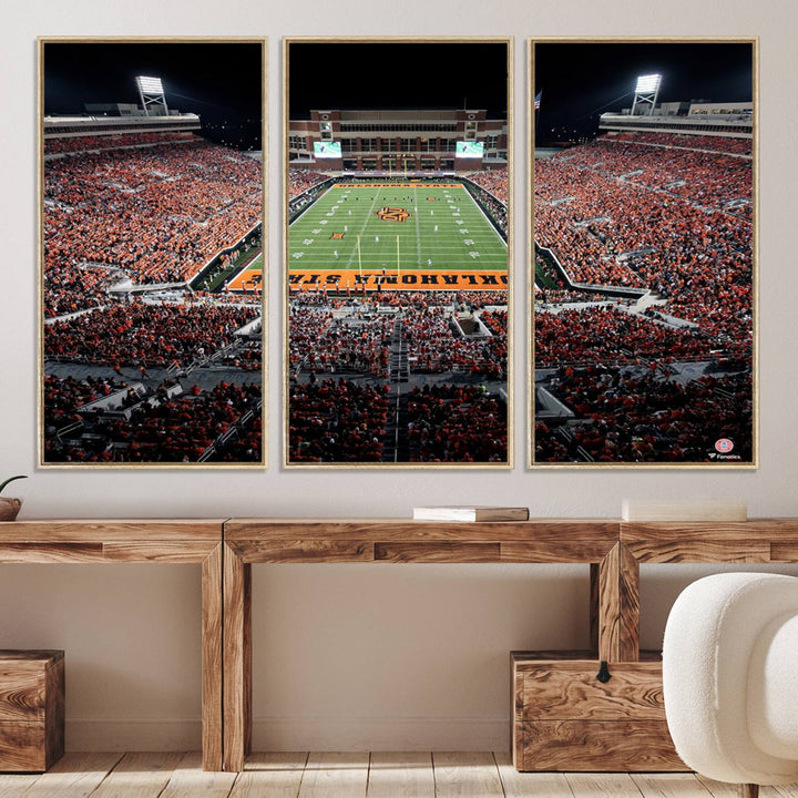 Oklahoma State Cowboys Canvas Print, Football Team Print - Stillwater Boone Pickens Stadium Wall Art Canvas Print