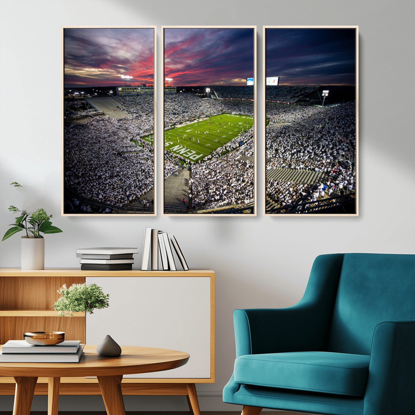MGV-FC-48X32-3P - Penn State Nittany Lions Football Team Print - University Park Beaver Stadium Art Canvas Print