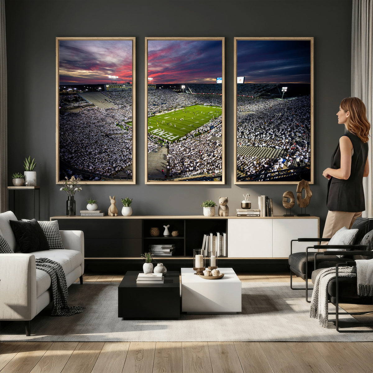 37304-MGV-CV-36X24 - Penn State Nittany Lions Football Team Print - University Park Beaver Stadium Art Canvas Print