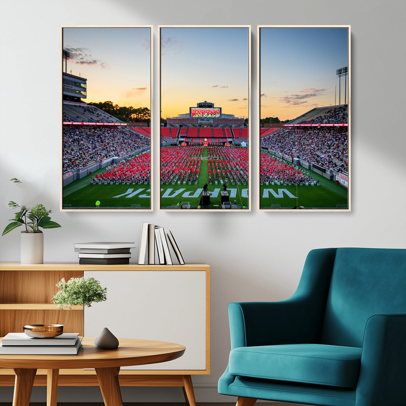 MGV-FC-48X32-3P - NC State Wolfpack Football Team Print Wall Art - Raleigh Carter-Finley Stadium Wall Art Canvas Print