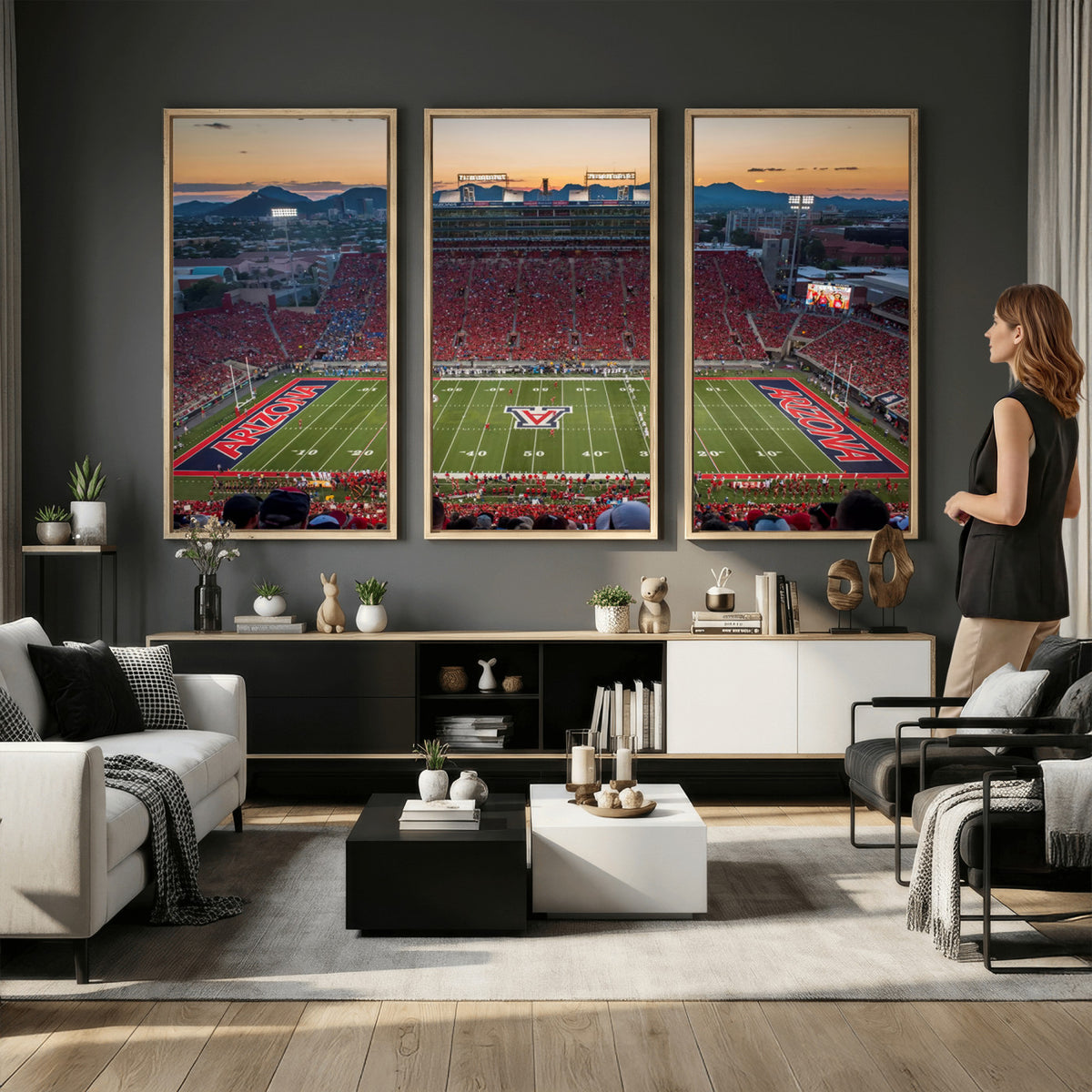 45563-MGV-CV-36X24 - Arizona Wildcats Football Team Print - Tucson Arizona Stadium Wall Art Canvas Print