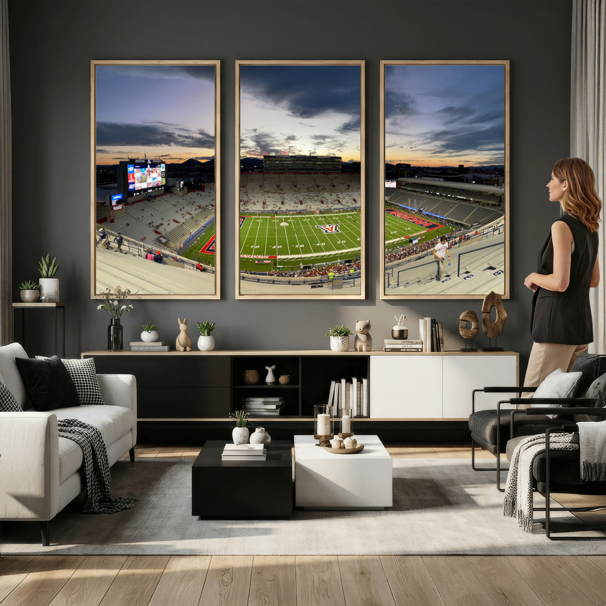 24339-MGV-CV-36X24 - Arizona Wildcats Football Team Print - Tucson Arizona Stadium Wall Art Canvas Print