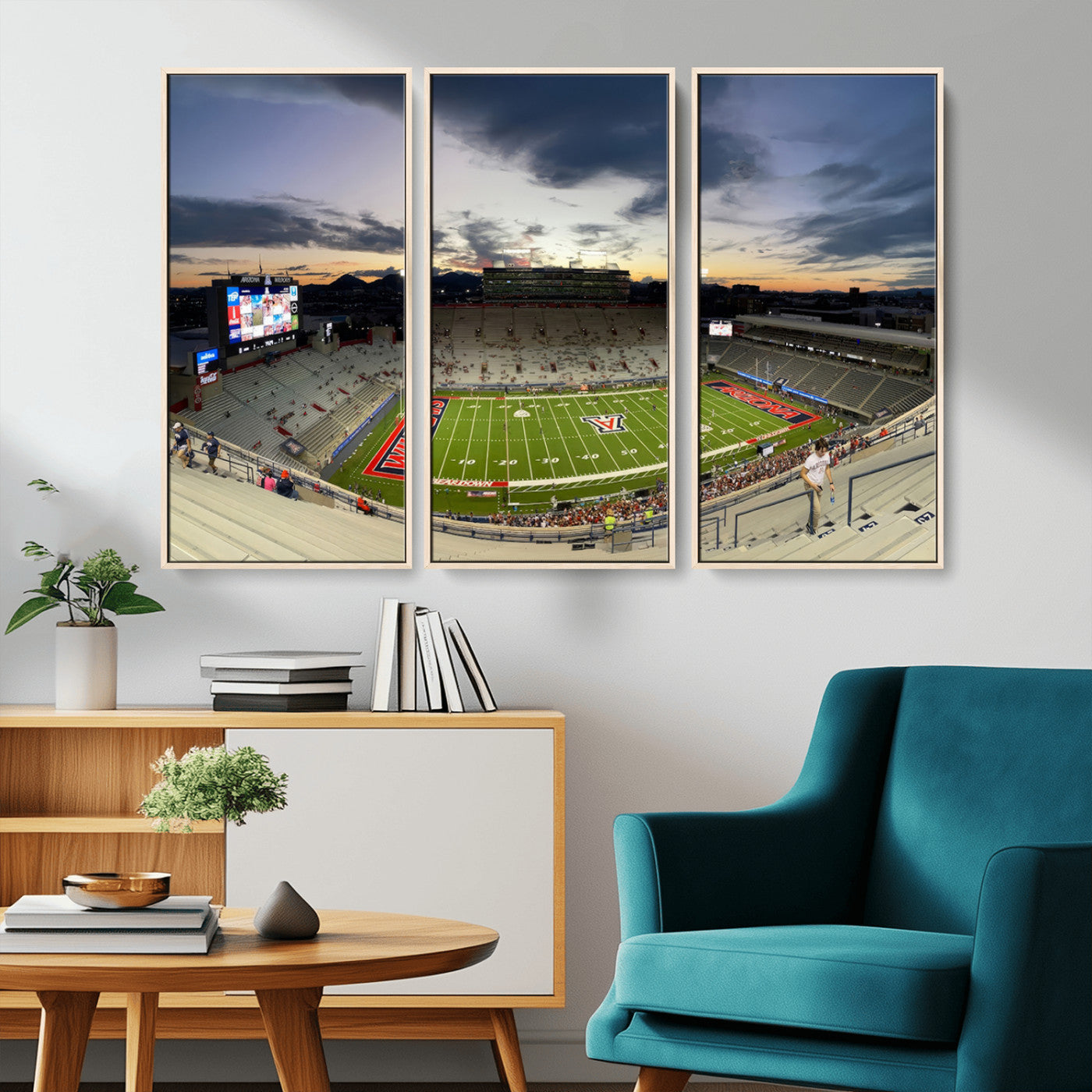 MGV-FC-48X32-3P - Arizona Wildcats Football Team Print - Tucson Arizona Stadium Wall Art Canvas Print