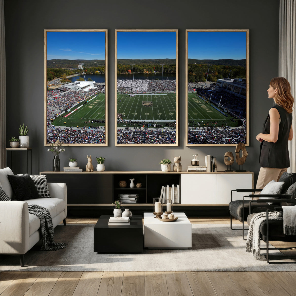 52056-MGV-CV-36X24 - Army Black Knights Football Team Print - West Point Michie Stadium Wall Art Canvas Print