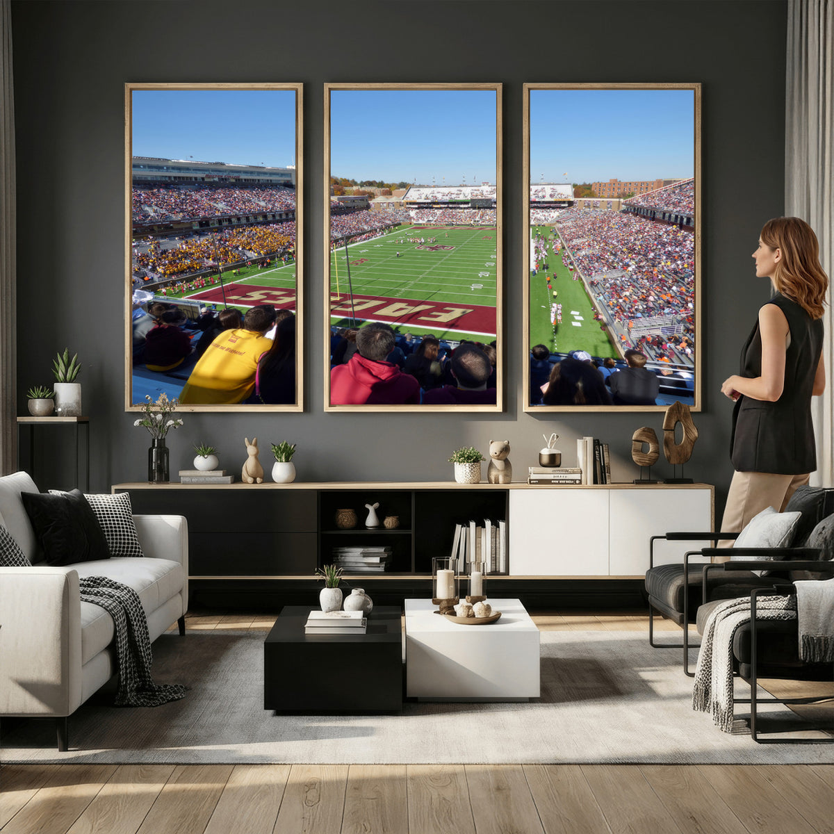 78117-MGV-CV-36X24 - Boston College Eagles Football Team Print - Boston Alumni Stadium Wall Art Canvas Print