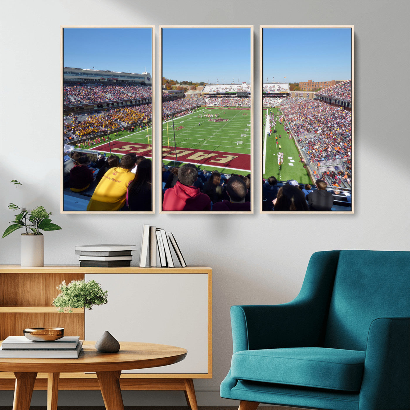 MGV-FC-48X32-3P - Boston College Eagles Football Team Print - Boston Alumni Stadium Wall Art Canvas Print