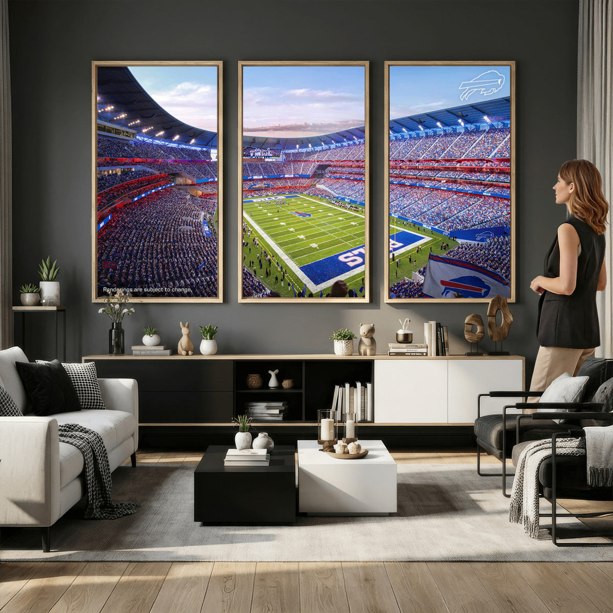 57873-MGV-CV-36X24 - Buffalo Bills Football Team Print Canvas - Buffalo Highmark Stadium Wall Art Canvas Print