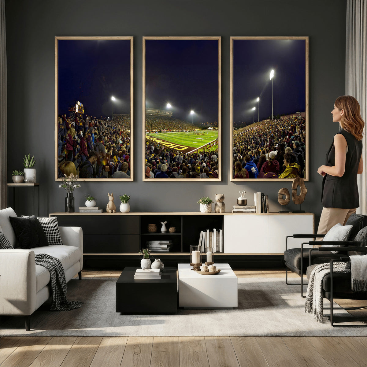 45619-MGV-CV-36X24 - Central Michigan University Chippewas Canvas Wall Art, Football Team Print - Mount Pleasant