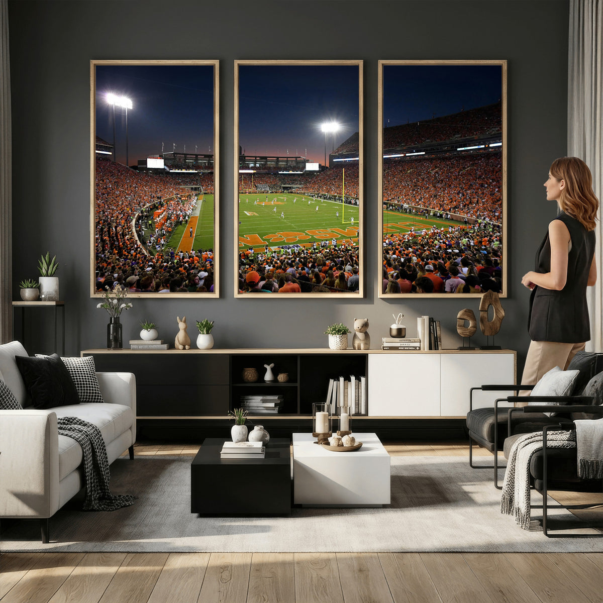 32340-MGV-CV-36X24 - Clemson University Tigers Art Print, Football Team Print