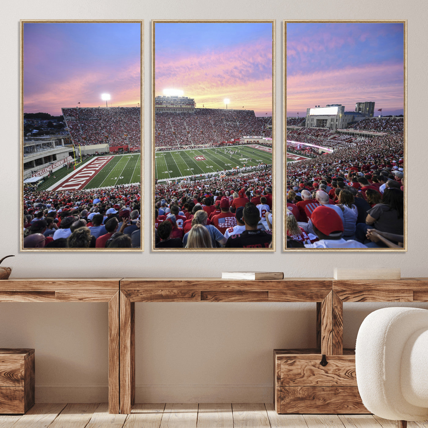 13046-MGV-CV-36X24-Indiana University Hoosiers Football Team Print - Bloomington Memorial Stadium Wall Art Canvas Print