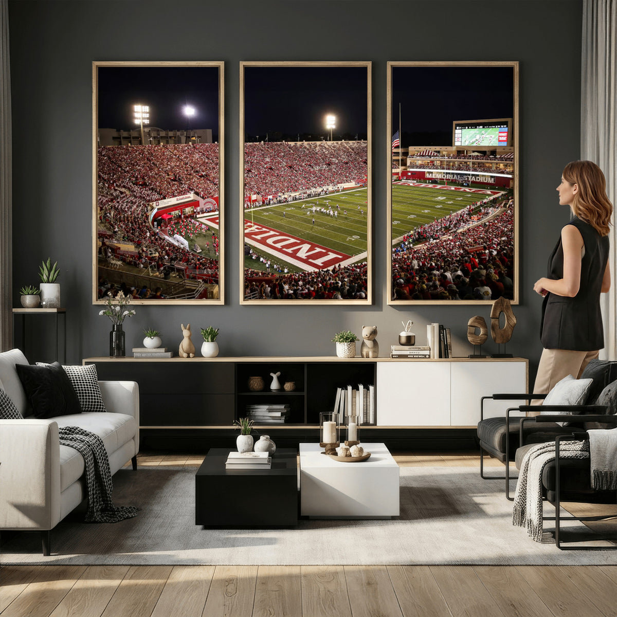82748-MGV-CV-36X24 - Indiana University Hoosiers Football Team Print Canvas, Framed and Ready to Hang
