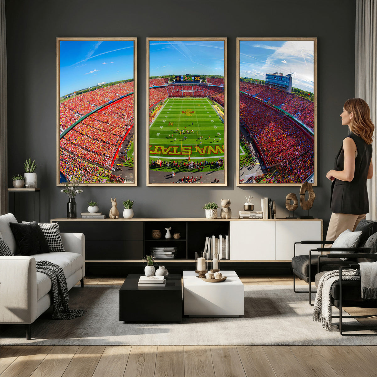 36706-PAN-FL-20X10 - Iowa State University Cyclones Football Team Print - Ames Jack Trice Stadium Art Canvas Print