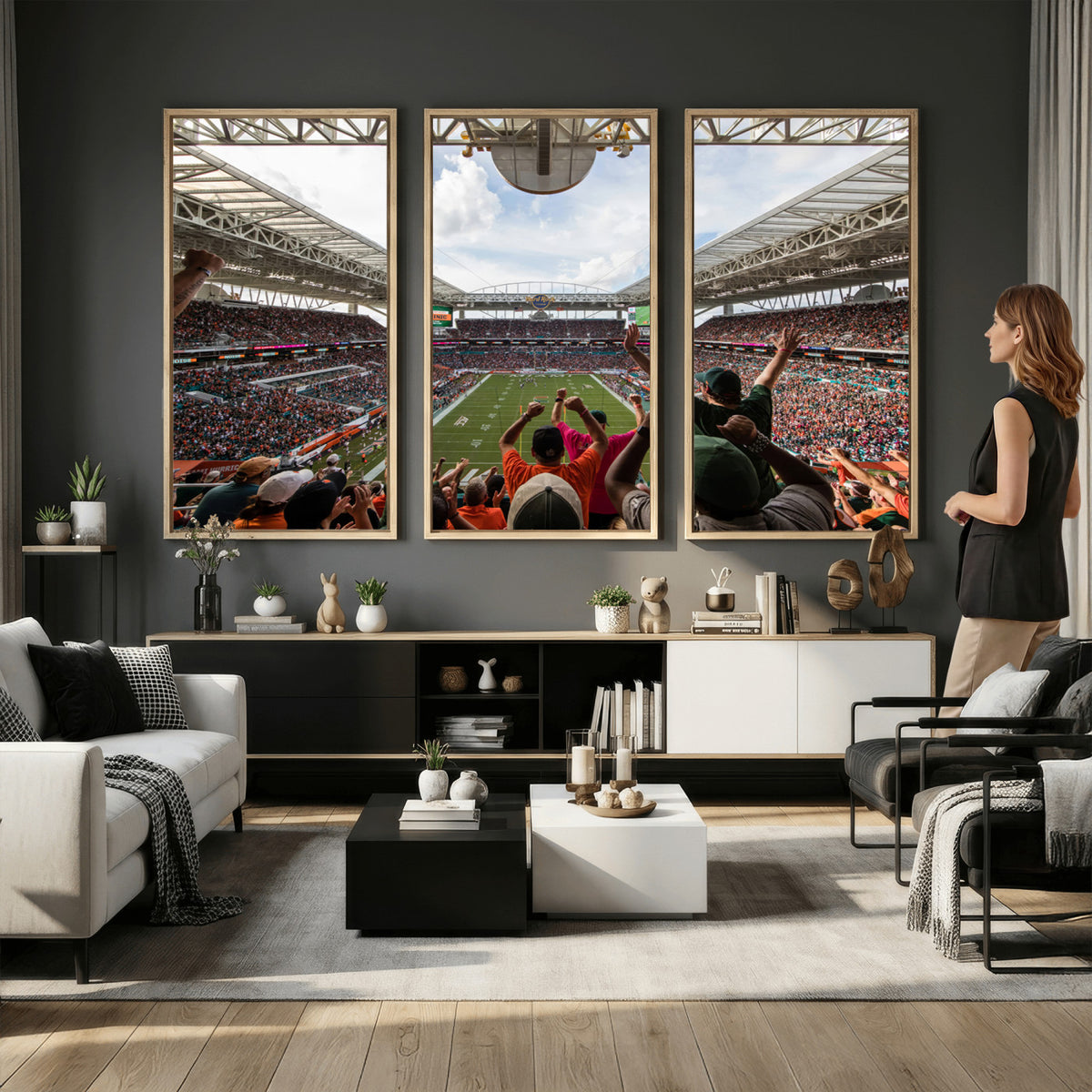 66239-PAN-FL-20X10 - Miami Hurricanes Football Team Wall Art Print - Miami Hard Rock Stadium Wall Art Canvas Print