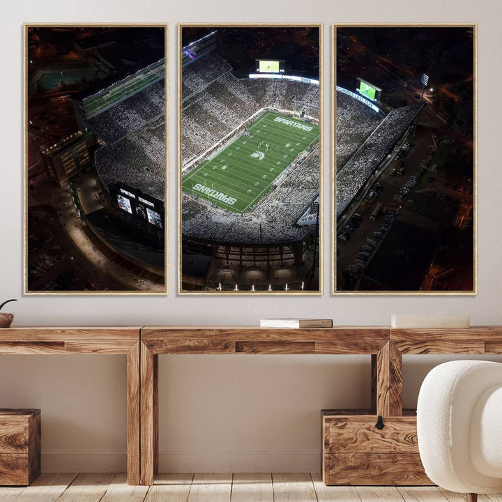 Michigan State Spartans Football Team Print - East Lansing Spartan Stadium Print Wall Art