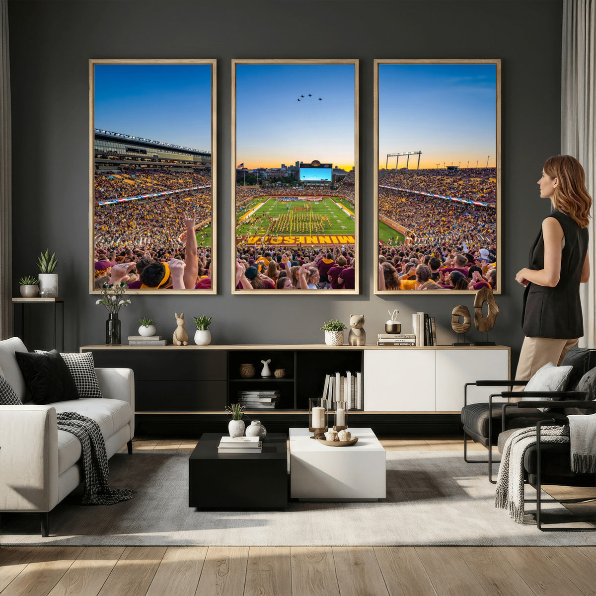 84421-MGV-CV-36X24 - University of Minnesota Golden Gophers Art Print, Football Team Print - Minneapolis Huntington Bank